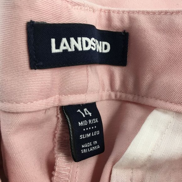 LANDS END LIGHT PINK MID RISE SLIM LEG PANTS WOMENS 14 - Picture 4 of 4